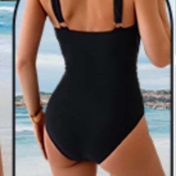 Eomenie. 1-piece swimsuit. Tummy Control. Ruched. Leopard/Blue Gradient. S - Picture 3 of 12